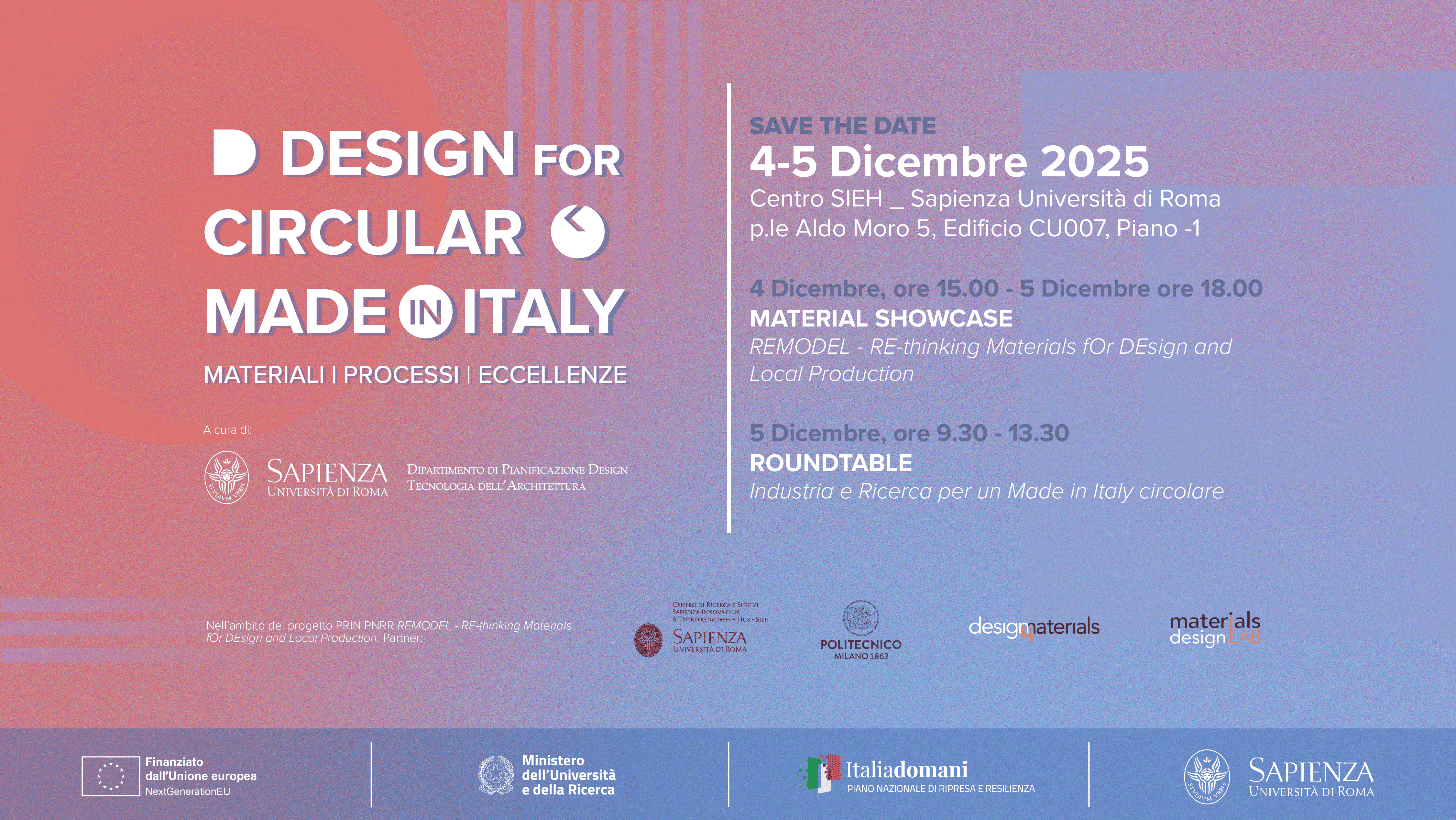 Evento “Design for circular Made in Italy. Materiali, processi, eccellenze”