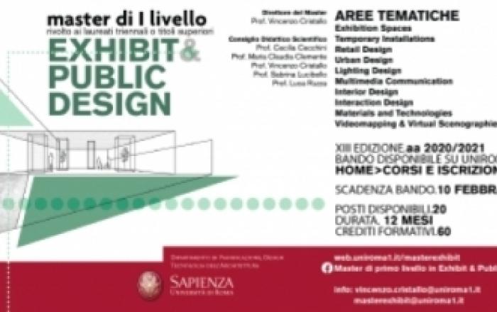 Bando unico di ammissione ai Master Sapienza e il piano formativo, l'ordinamento e le procedure di iscrizione specifiche per il Master di I livello in Exhibit & Public Design.