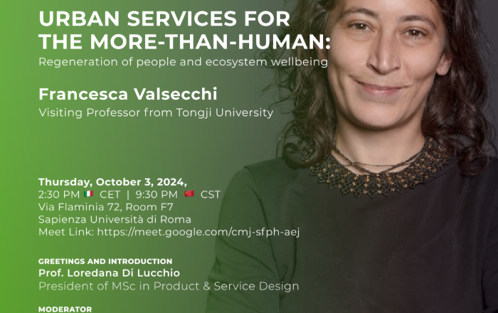 Open Lecture della Prof.ssa Francesca Valsecchi|giovedì 03 ottobre 2024 - h14:30|CdLM in Product and Service Design