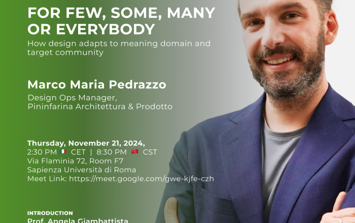 Open Lecture #2 | Marco Maria Pedrazzo | For few, some, many or everybody - How design adapts to meaning domain and target community