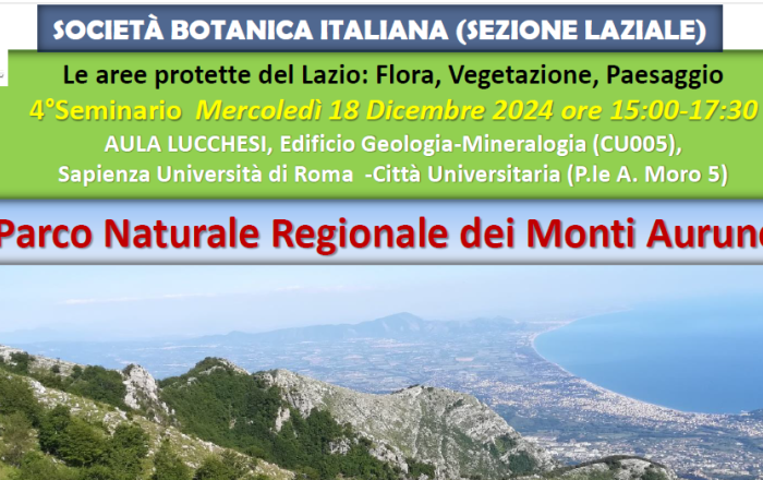 Seminario “Le aree protette del Lazio: Flora, Vegetazione, Paesaggio” - 18 Dicembre